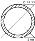 Труба нержавеющая 14х1,5х6000 мм.  AISI 304 (08Х18Н10) электросварная, круглая, зеркальная